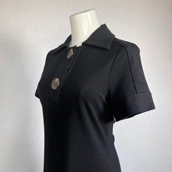 CHICOS Short Sleeve Button Detail Vintage Look Shirt Dress Size 0 Black - Picture 9 of 13
